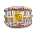 Fancy Vivid Yellow and Pink Diamond Cocktail Ring