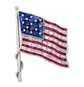 Oscar Heyman Ruby, Sapphire and Diamond American Flag Brooch