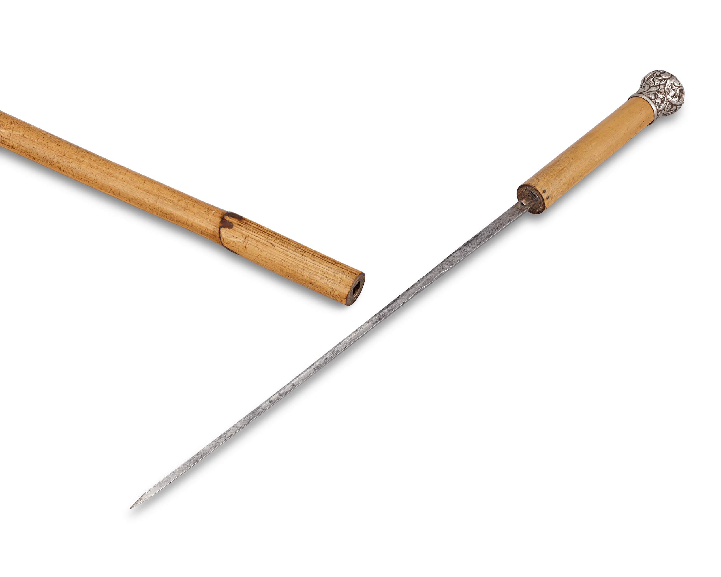 Toledo Sword Cane with Silver Knob Handle