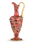 Moser Ruby Glass and Enamel Bird Ewer