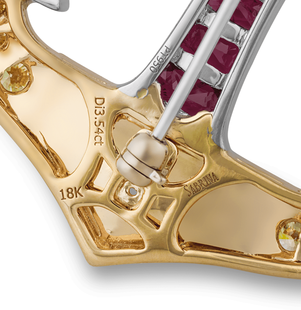 Ruby and Yellow Diamond Anchor Brooch