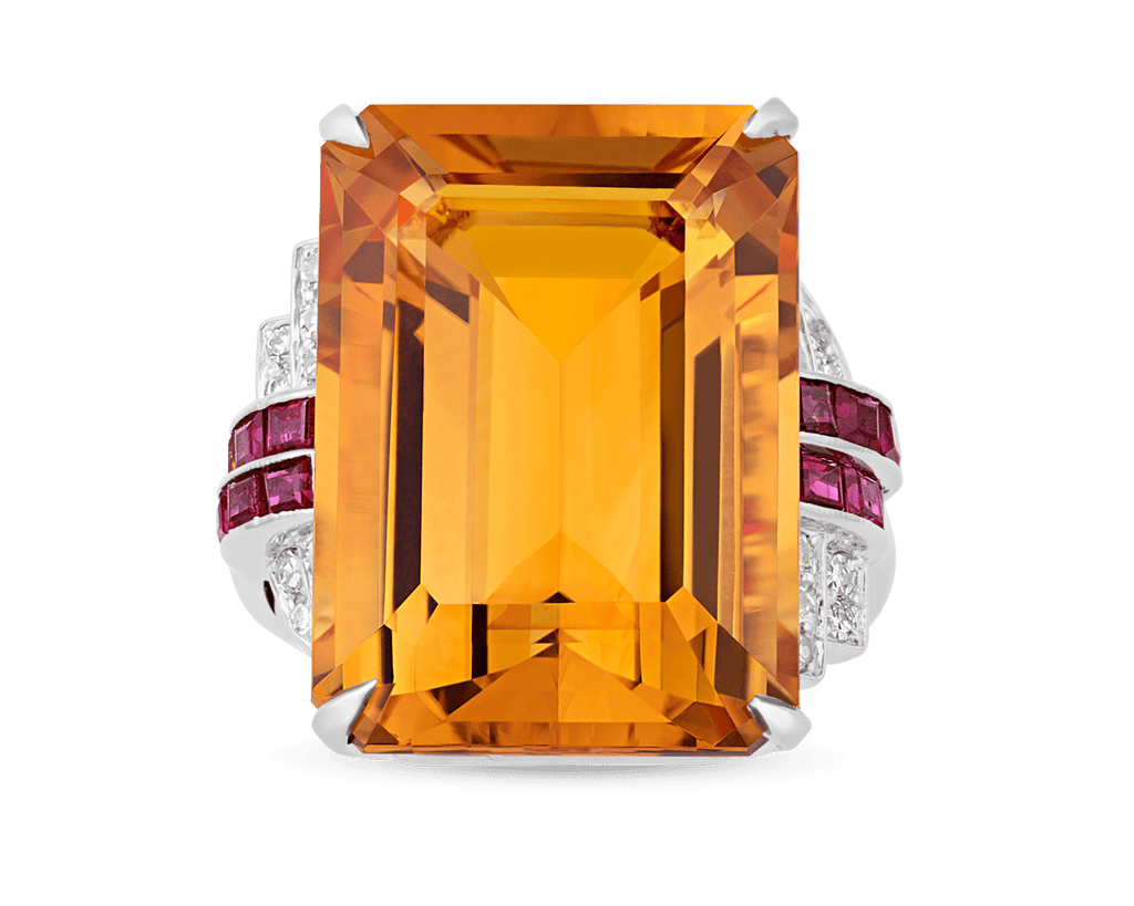 Lambert Brothers Art Deco Citrine Ring, 23.35 Carats