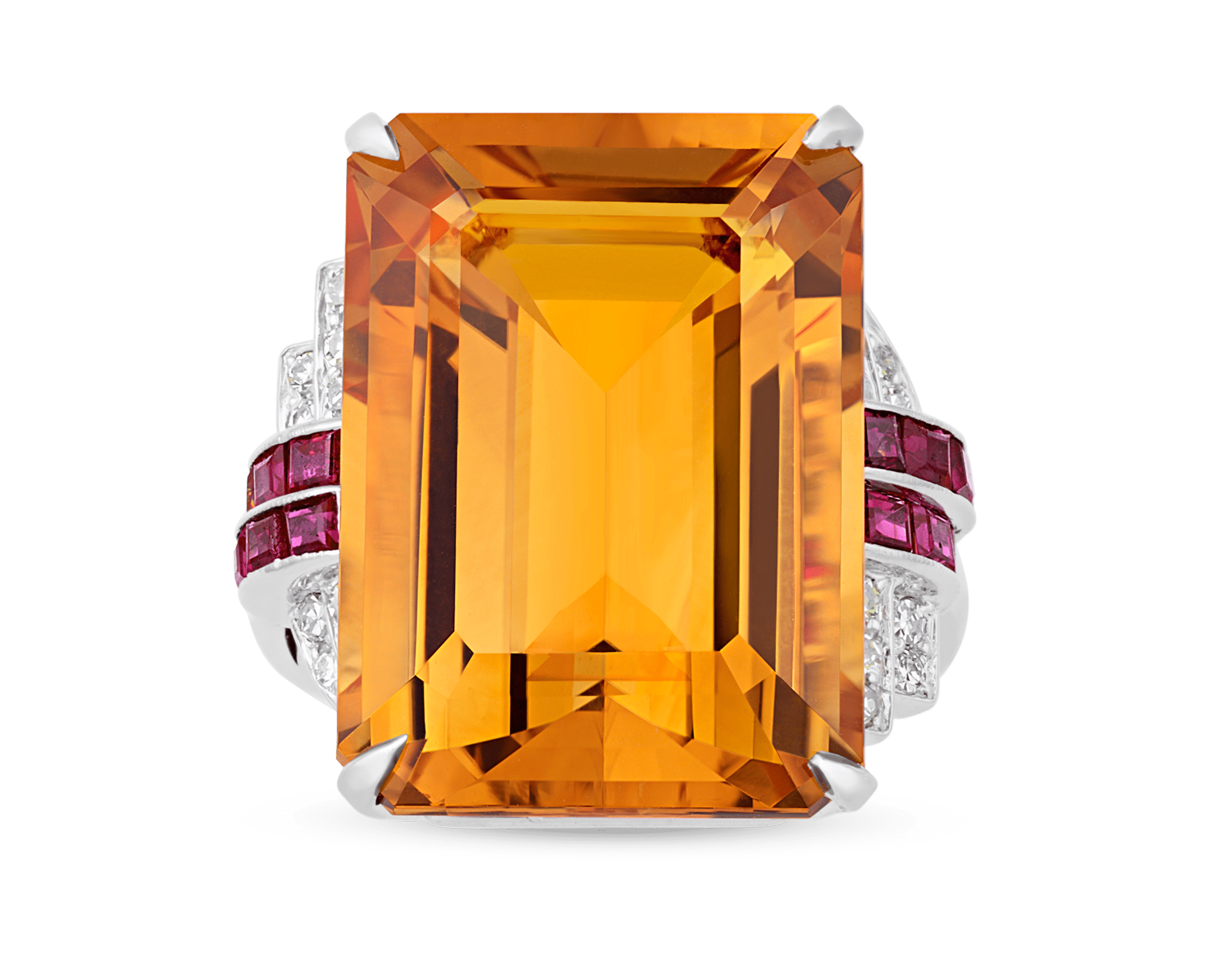 Lambert Brothers Art Deco Citrine Ring, 23.35 Carats