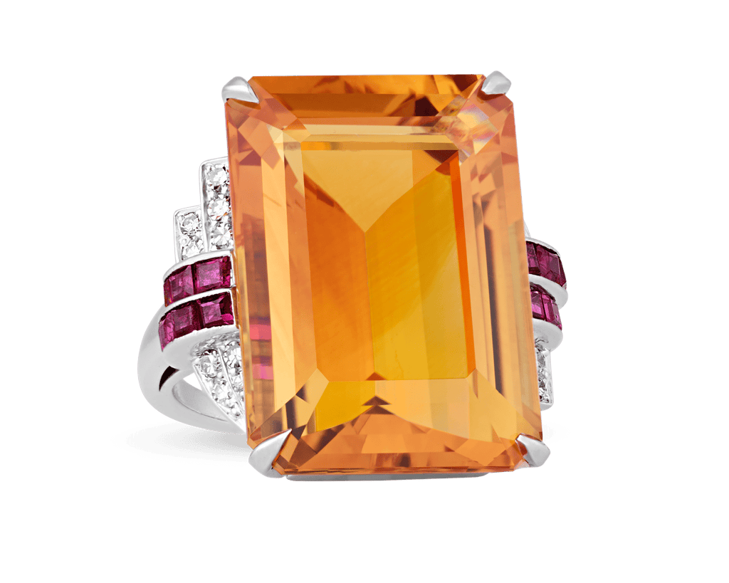 Lambert Brothers Art Deco Citrine Ring, 23.35 Carats