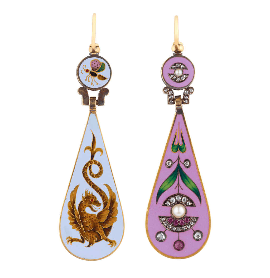 Falize Reversible Cloisonné Enamel Earrings