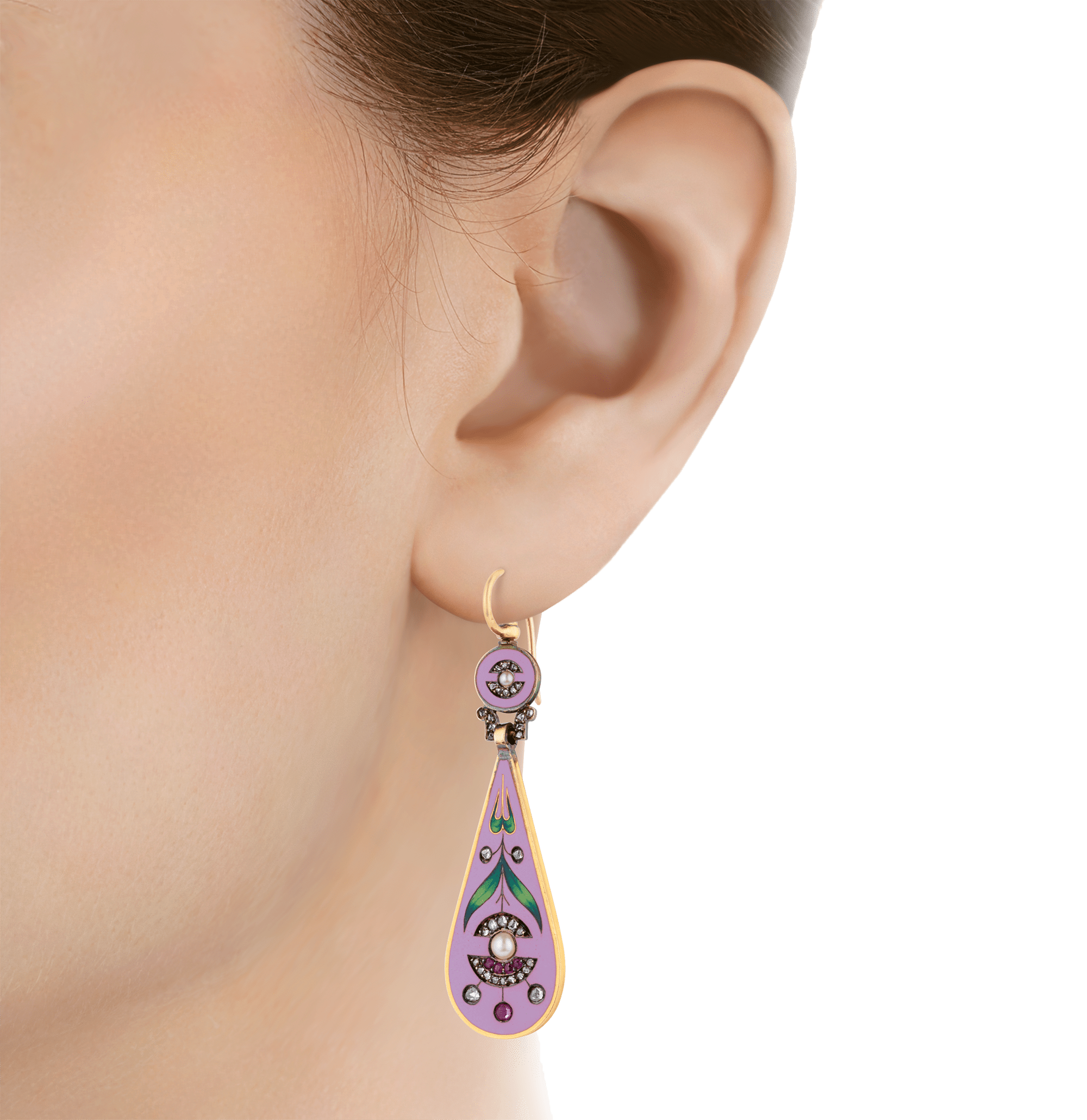 Falize Reversible Cloisonné Enamel Earrings