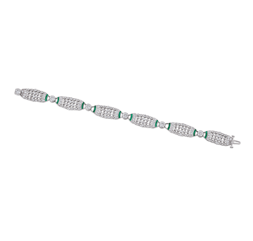 Art Deco Diamond and Emerald Bracelet
