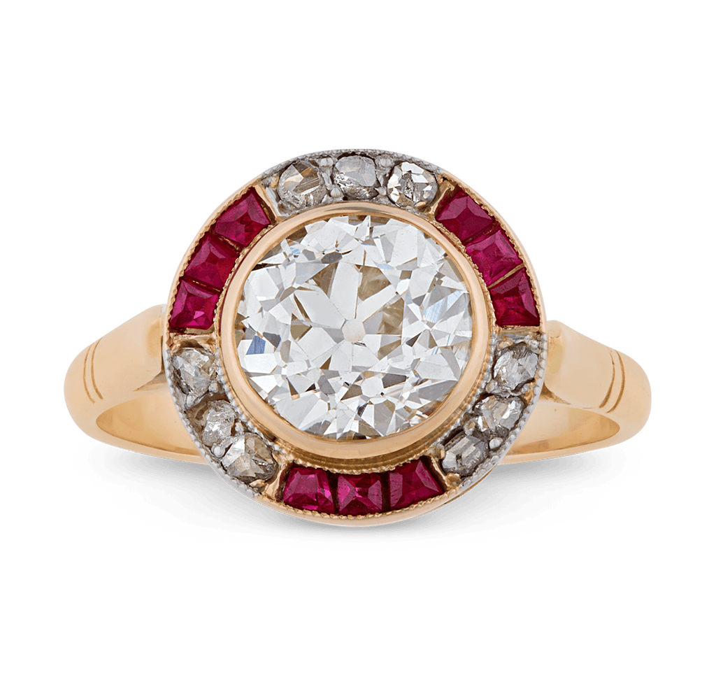 Art Deco Diamond Target Ring, 2.60 carats