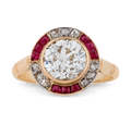 Art Deco Diamond Target Ring, 2.60 carats