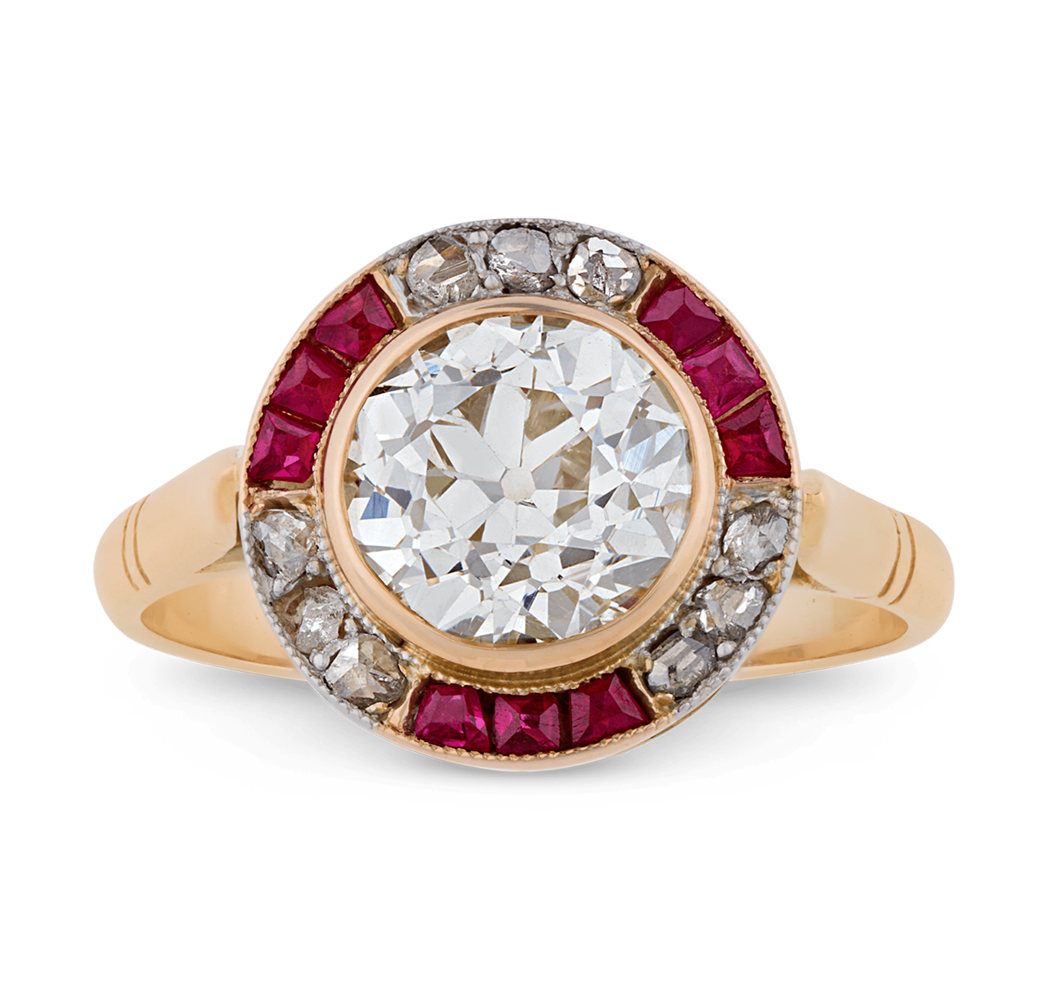 Art Deco Diamond Target Ring, 2.60 carats