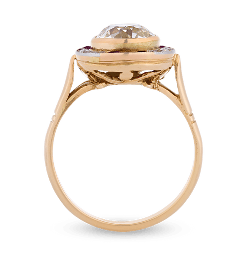 Art Deco Diamond Target Ring, 2.60 carats