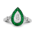 Pear Shaped Diamond and Tsavorite Garnet Ring