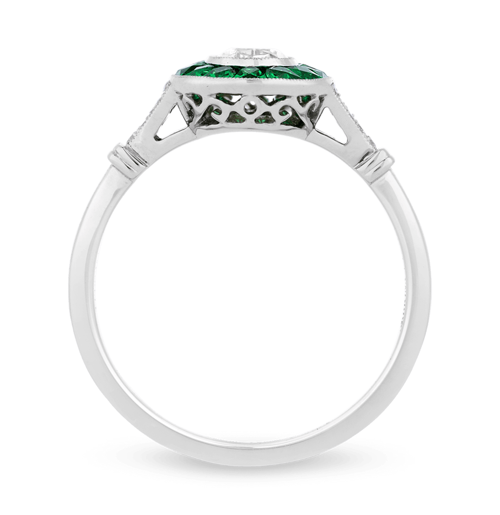 Pear Shaped Diamond and Tsavorite Garnet Ring