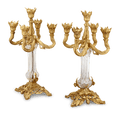 Art Nouveau Bronze and Crystal Candelabra by Baccarat