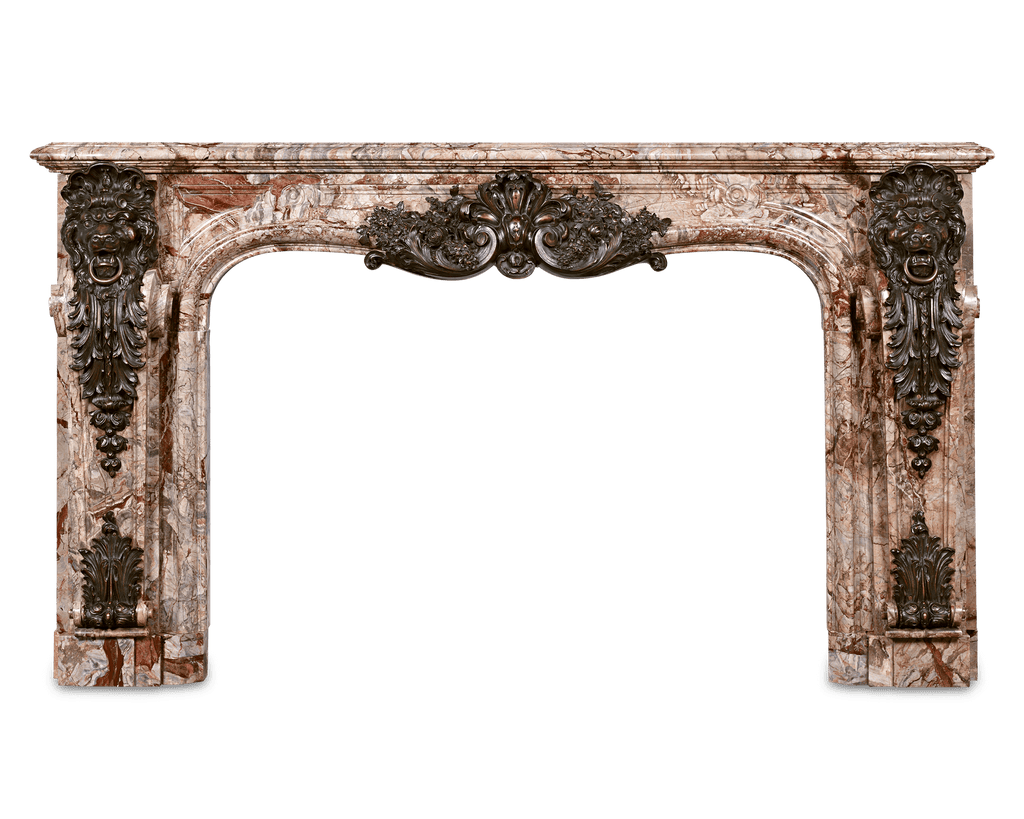 French Marble and Bronze Mantel