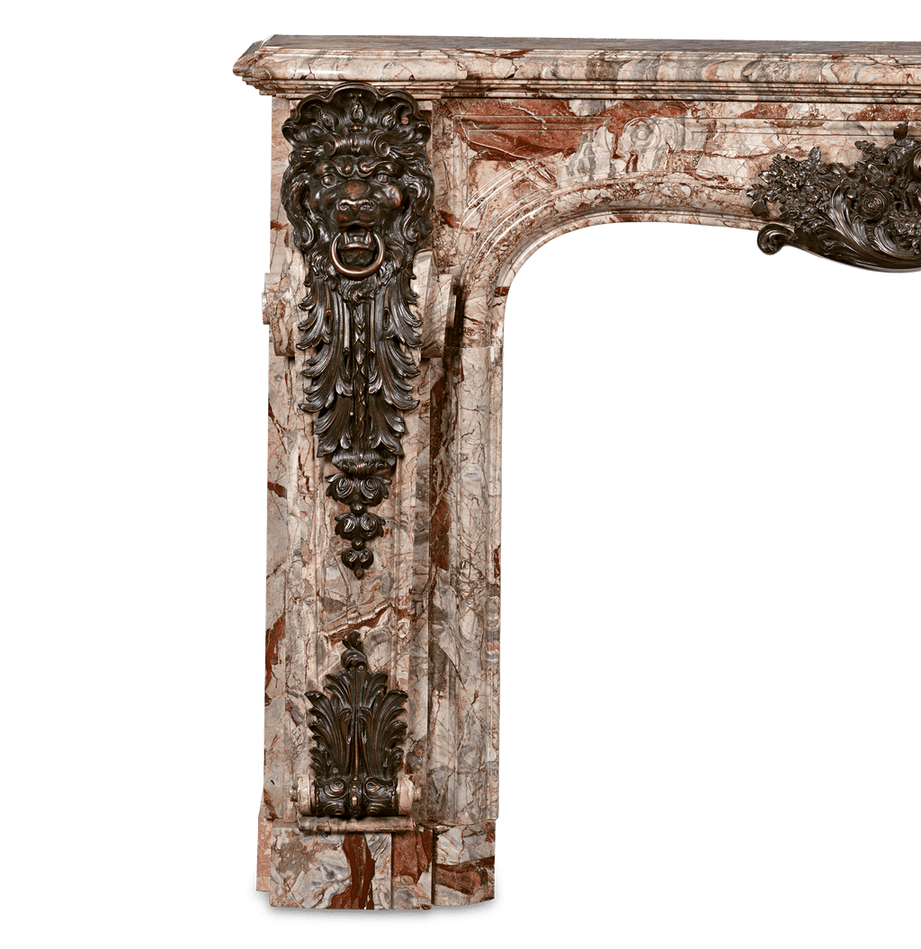 French Marble and Bronze Mantel