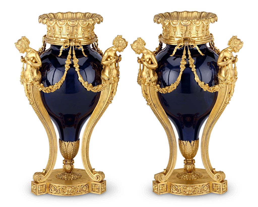 Sèvres Porcelain and Dorè Bronze Vases
