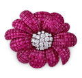 Ruby Flower Brooch, 93.28 carats