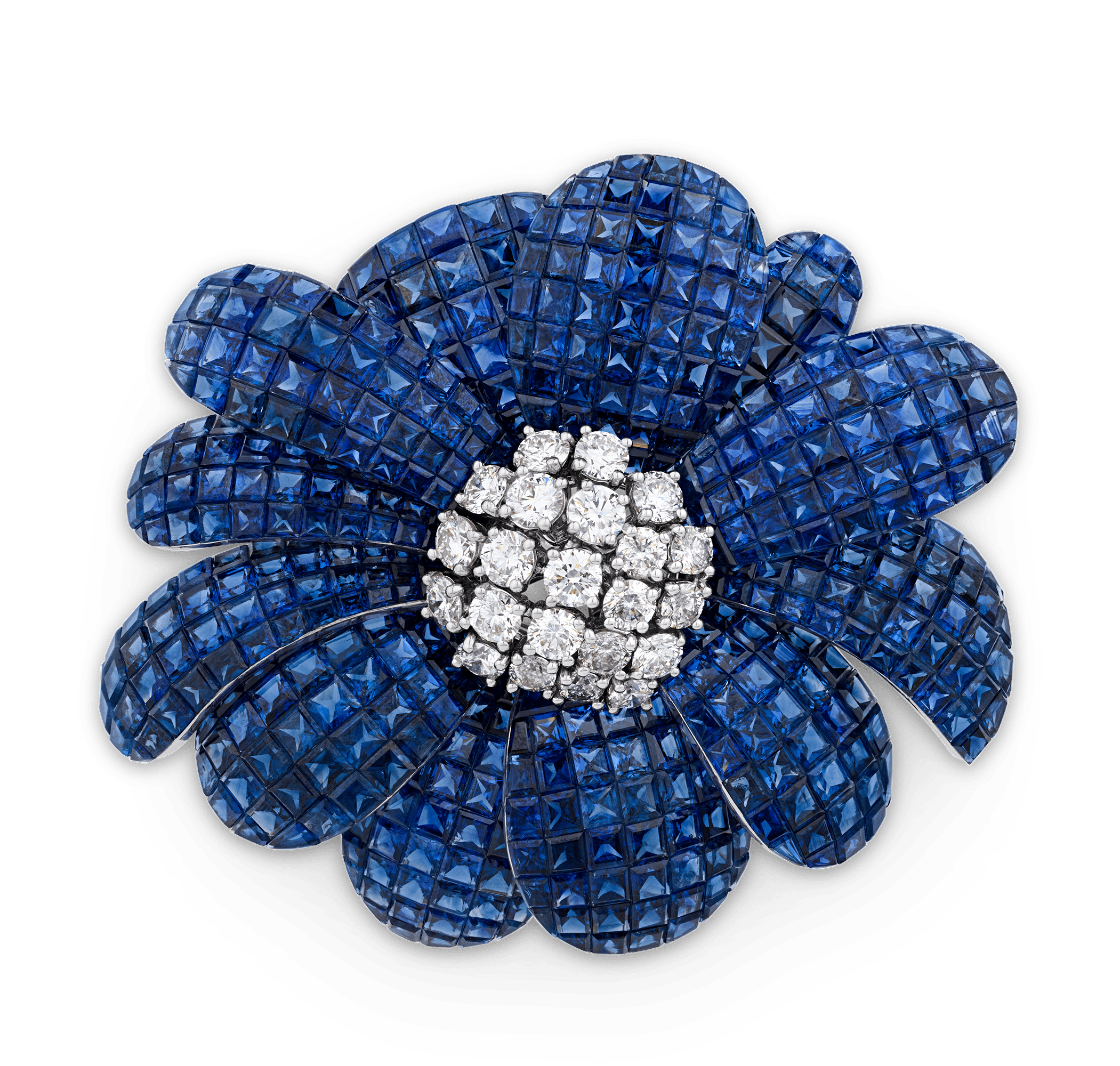 Sapphire Flower Brooch, 76.88 Carats