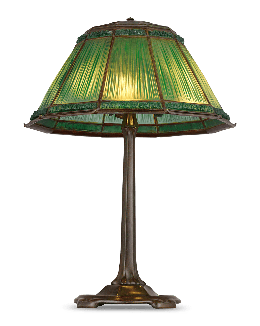 Tiffany Studios Green Linenfold Lamp