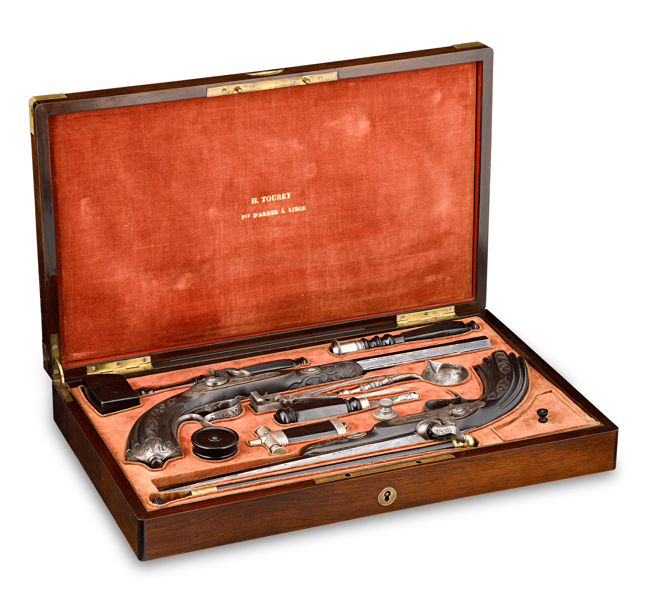 First Prize Set of Percussion Pistols by H. Tourey of Liège