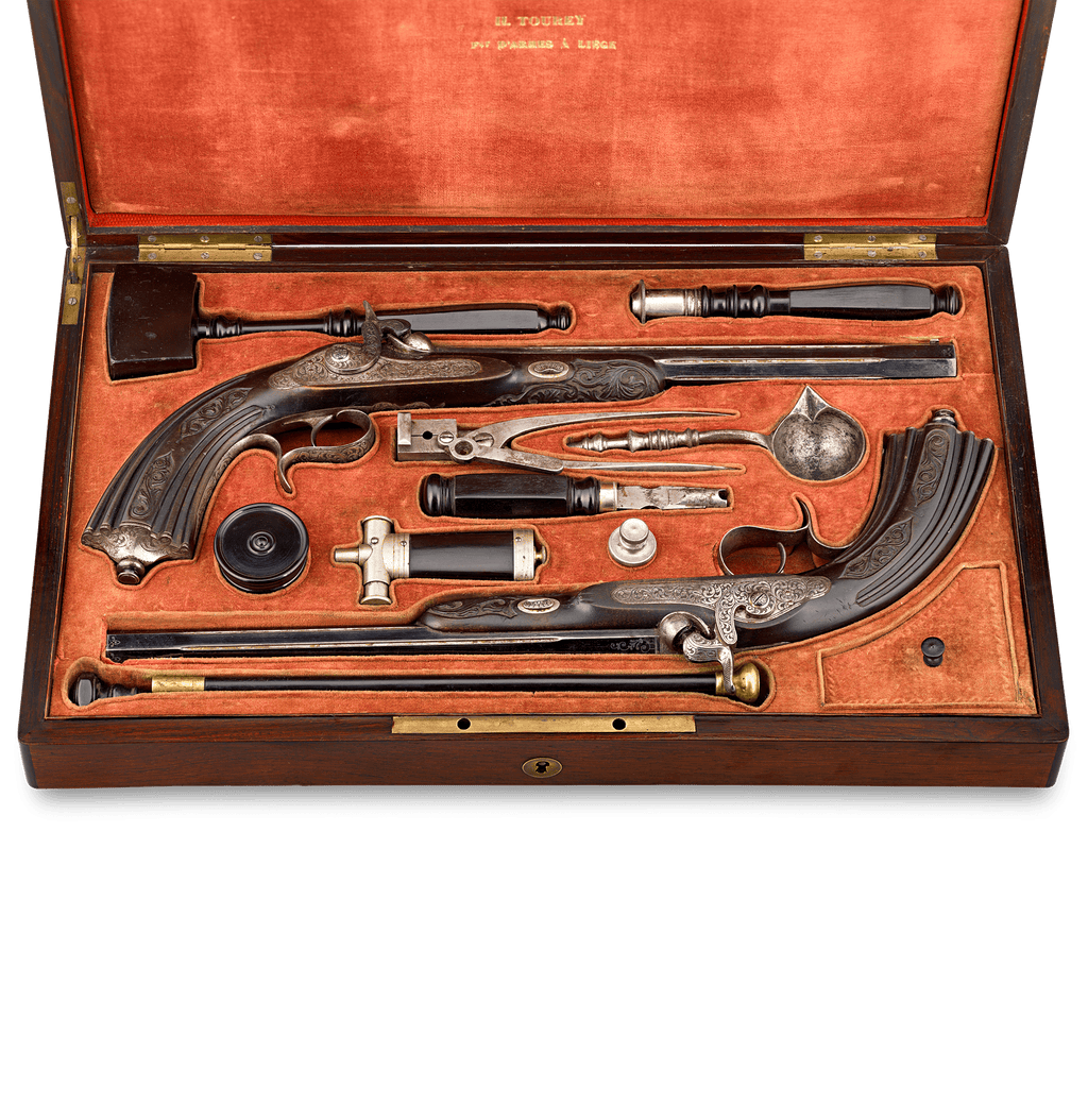 First Prize Set of Percussion Pistols by H. Tourey of Liège