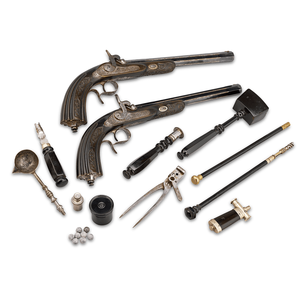 First Prize Set of Percussion Pistols by H. Tourey of Liège
