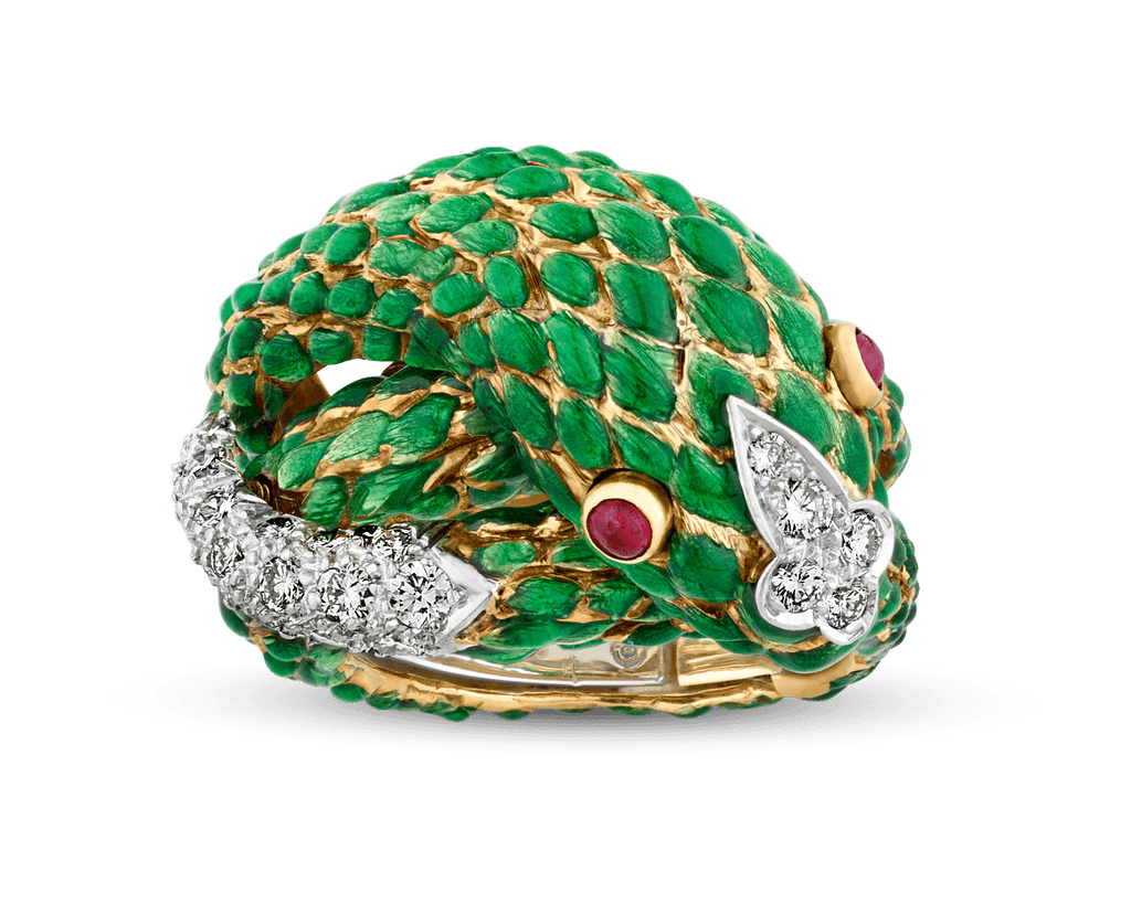 David Webb Enamel Snake Ring