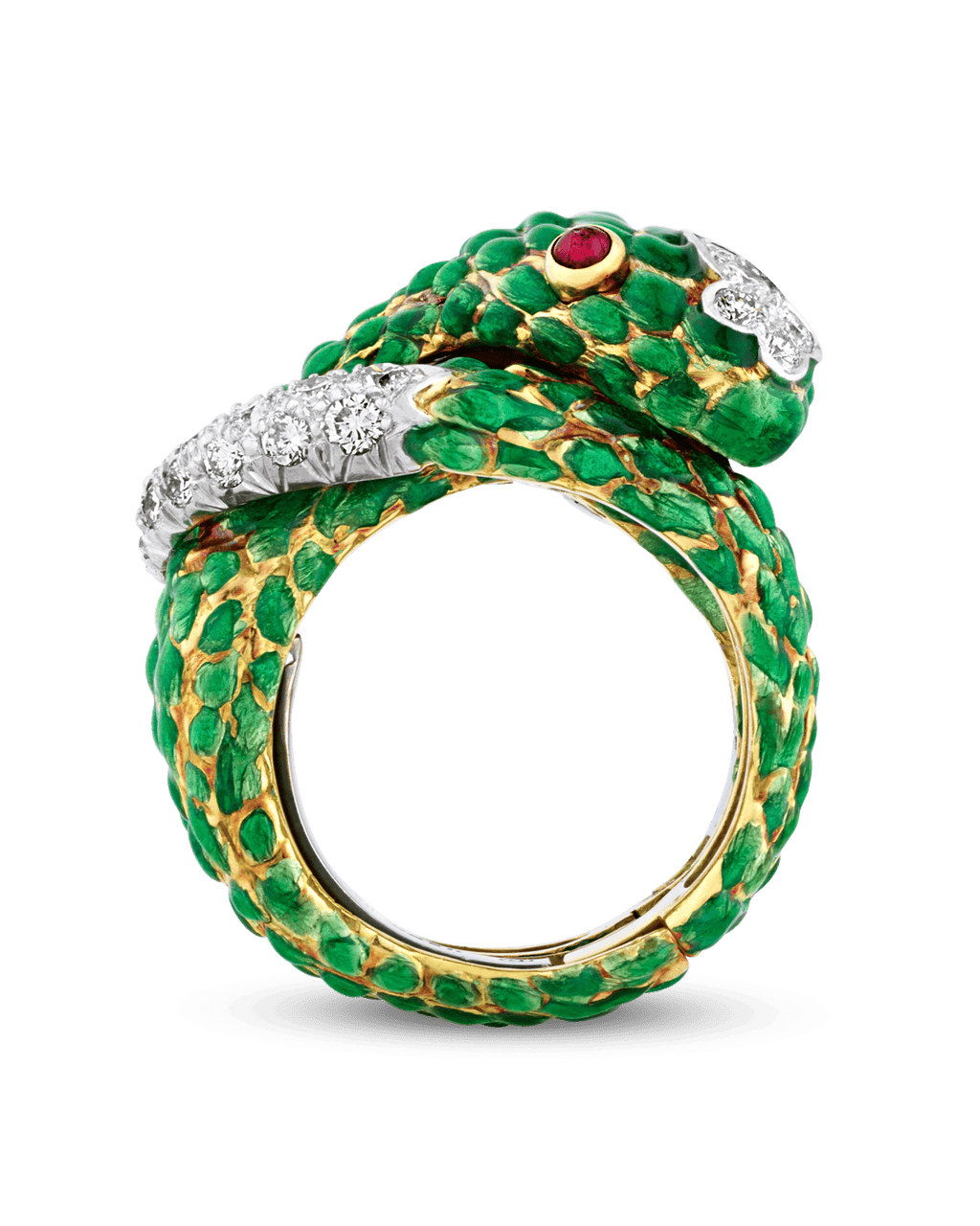 David Webb Enamel Snake Ring