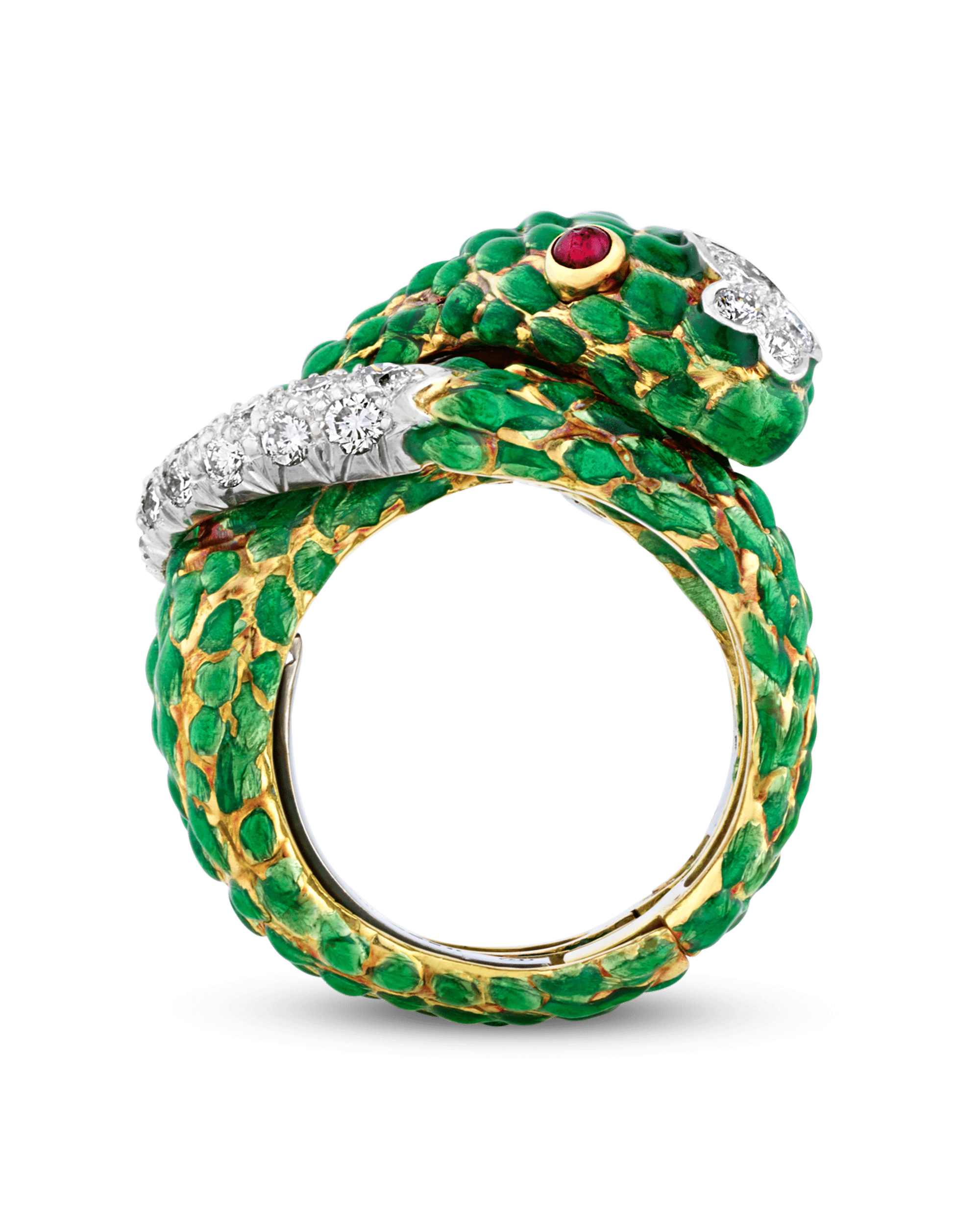 David Webb Enamel Snake Ring