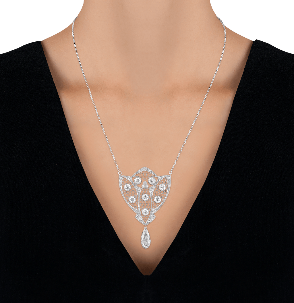 Edwardian Briolette Diamond Necklace, 4.29 Carats