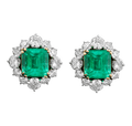 Emerald Cut Colombian Emerald Earrings, 4.09 carats