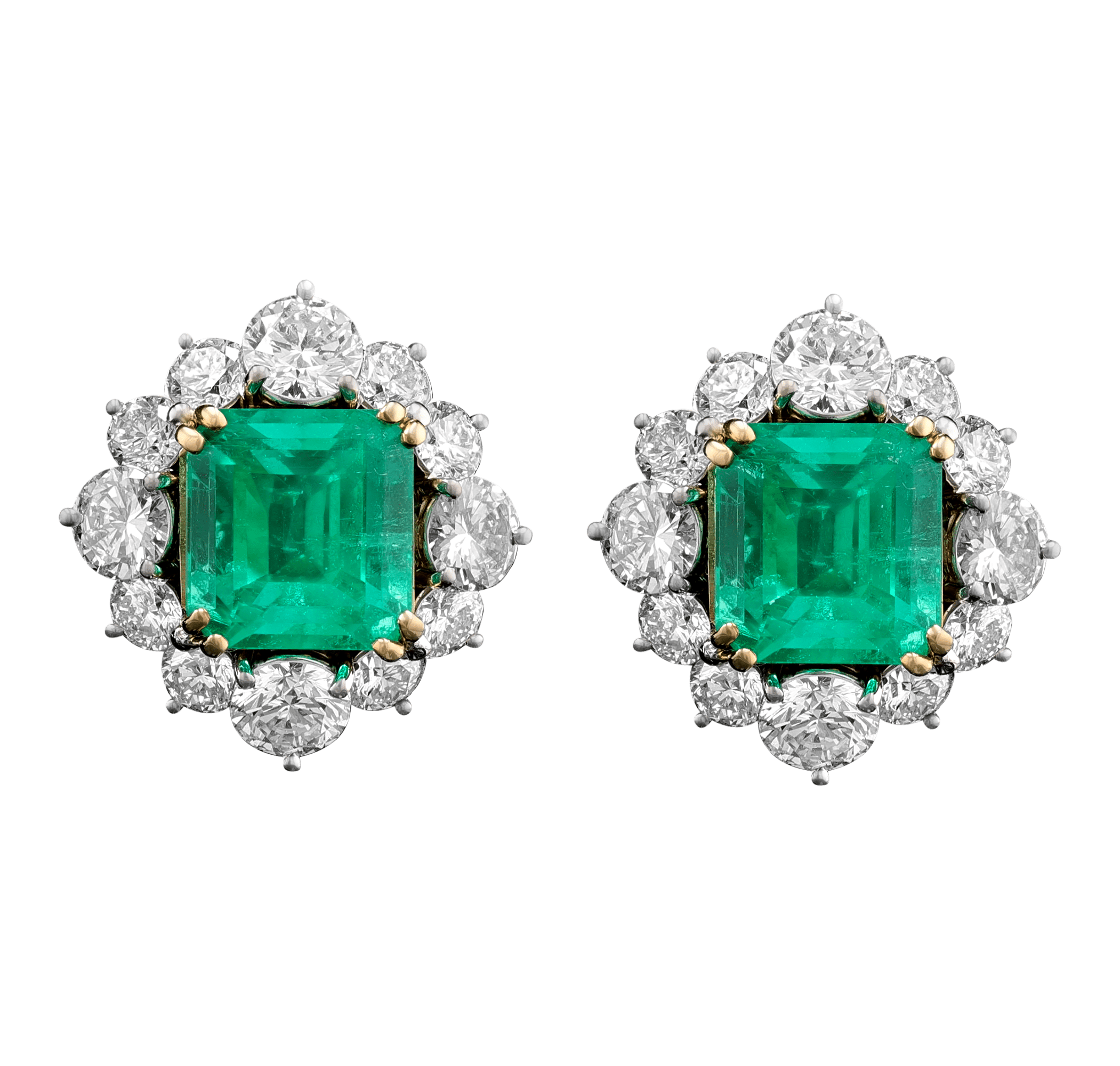 Emerald Cut Colombian Emerald Earrings, 4.09 carats