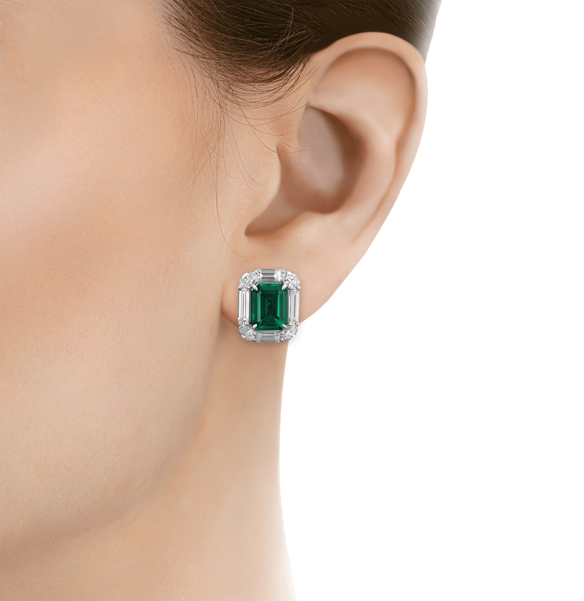 Zambian Emerald and Diamond Earrings, 5.52 Carats