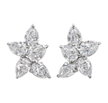 Pear Shaped Diamond Cluster Earrings, 7.34 Carats