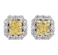Natural Fancy Light Yellow Diamond Earrings, 6.98 Carats