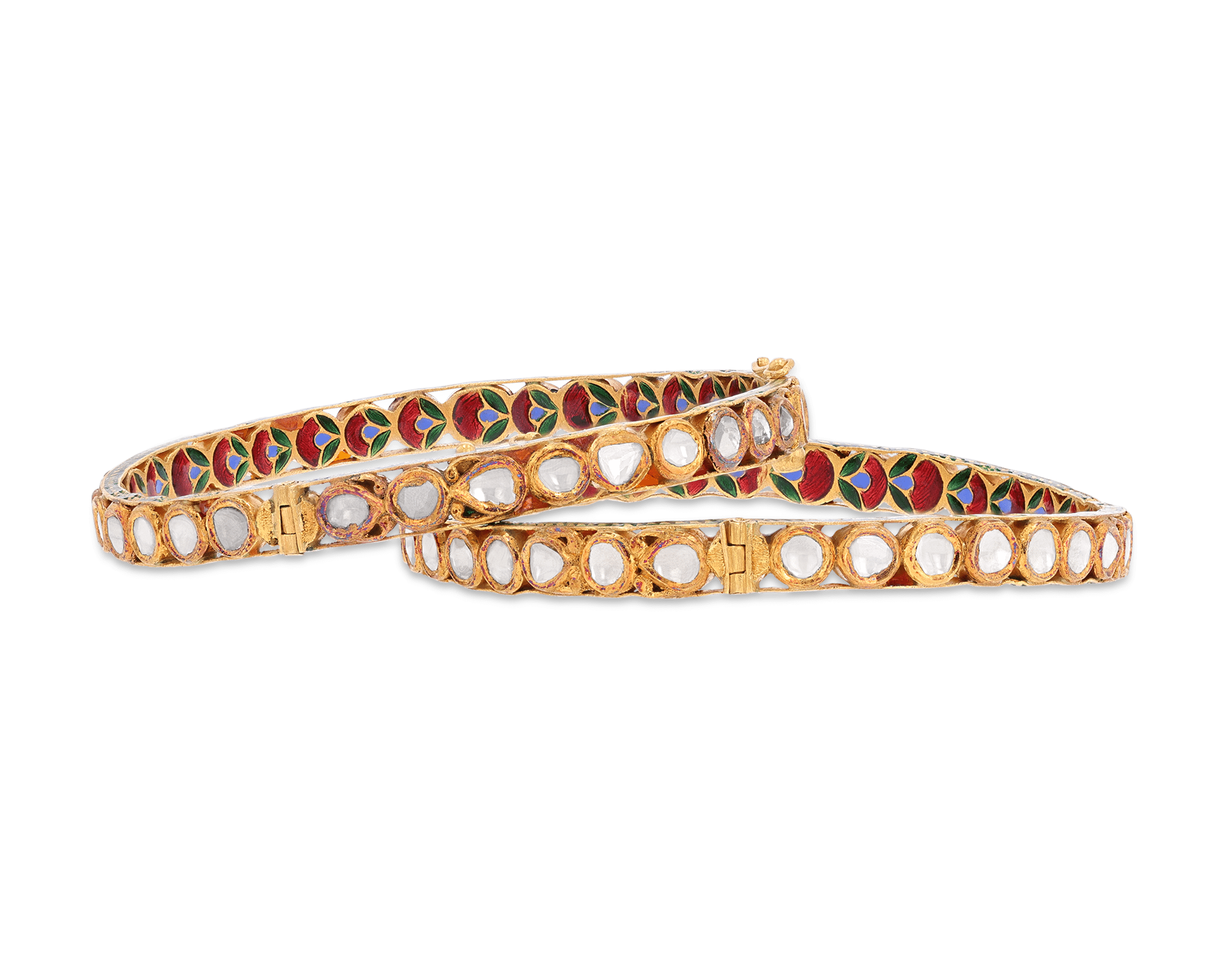 Pair of Diamond and Enamel Bracelets