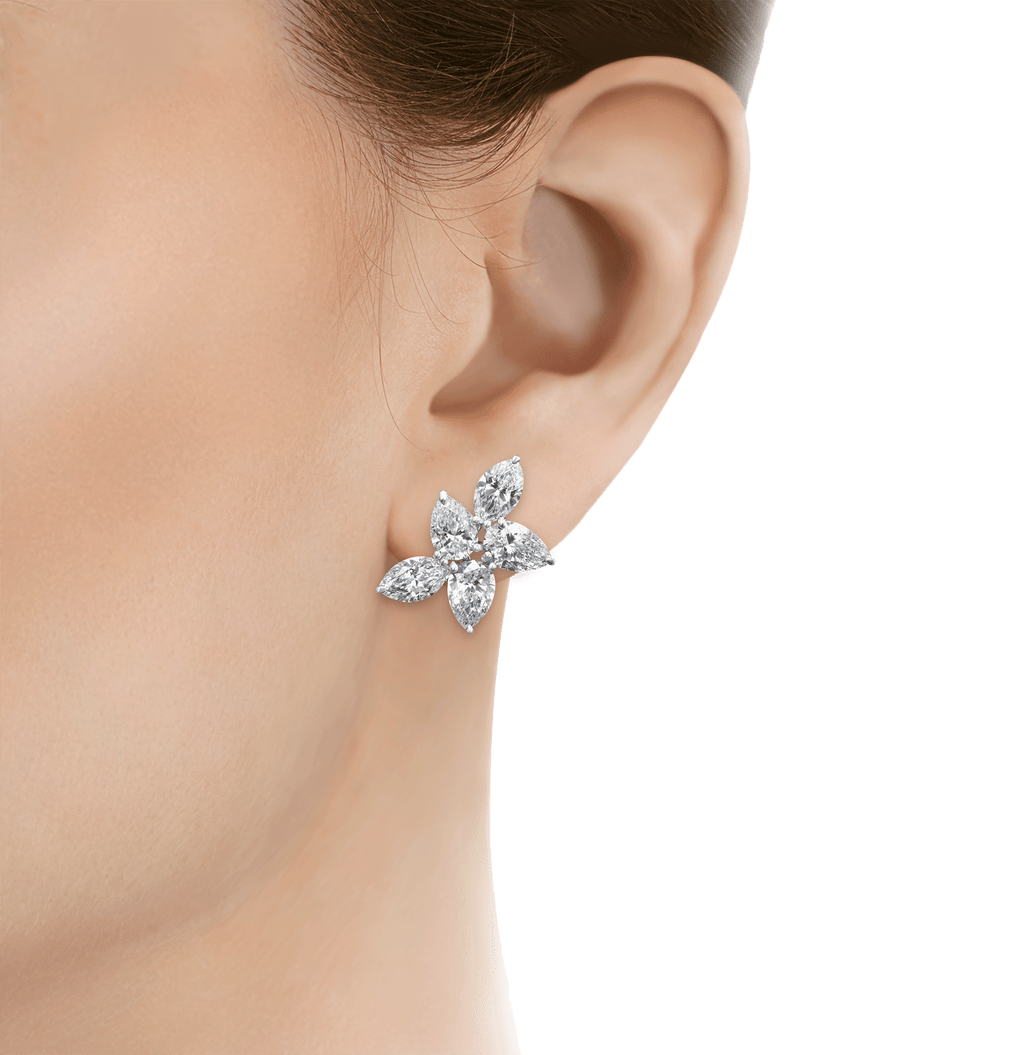 Marquise Diamond Cluster Earrings, 7.11 Carats