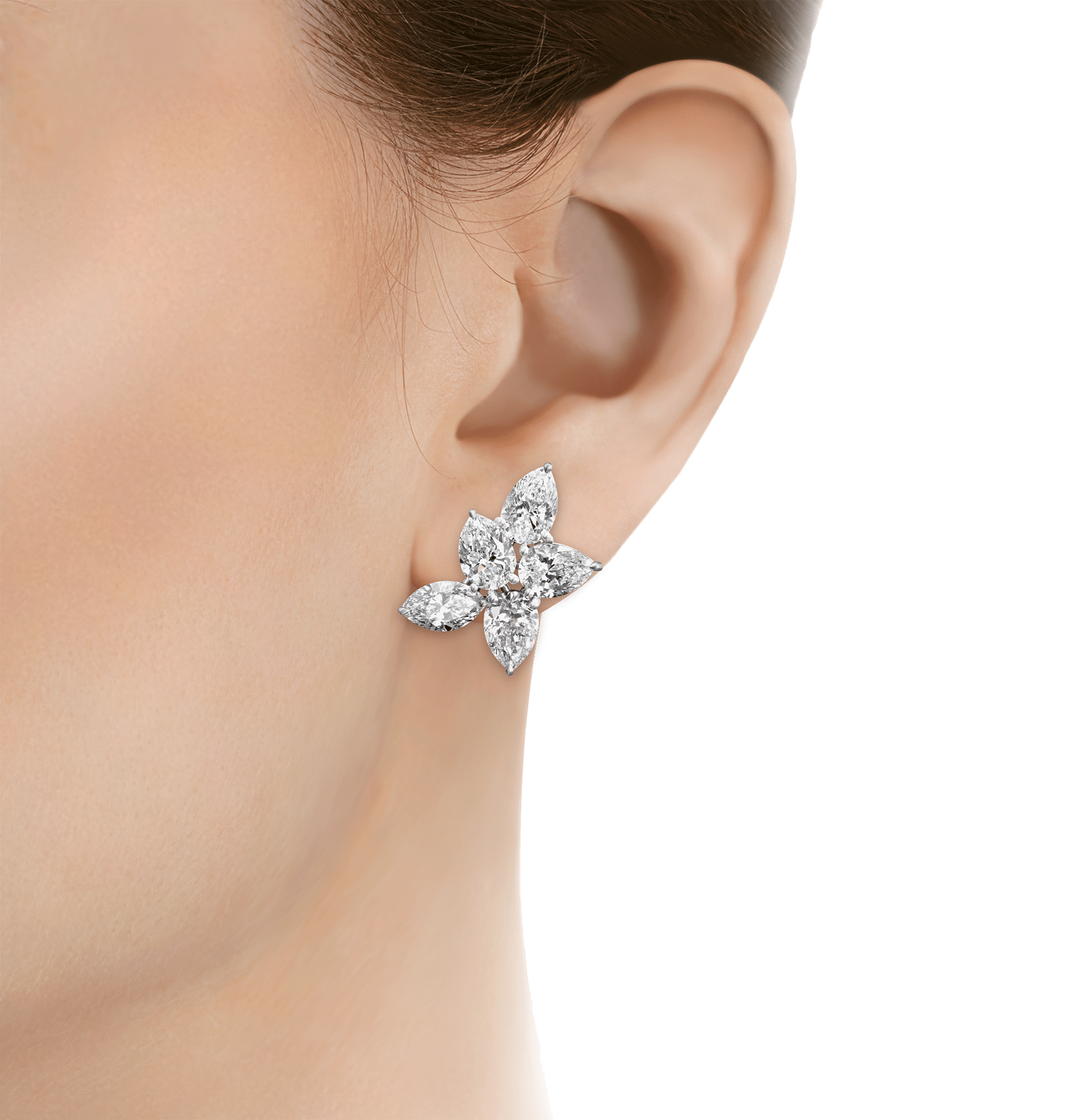 Marquise and Pear Diamond Cluster Earrings, 9.70 Carats