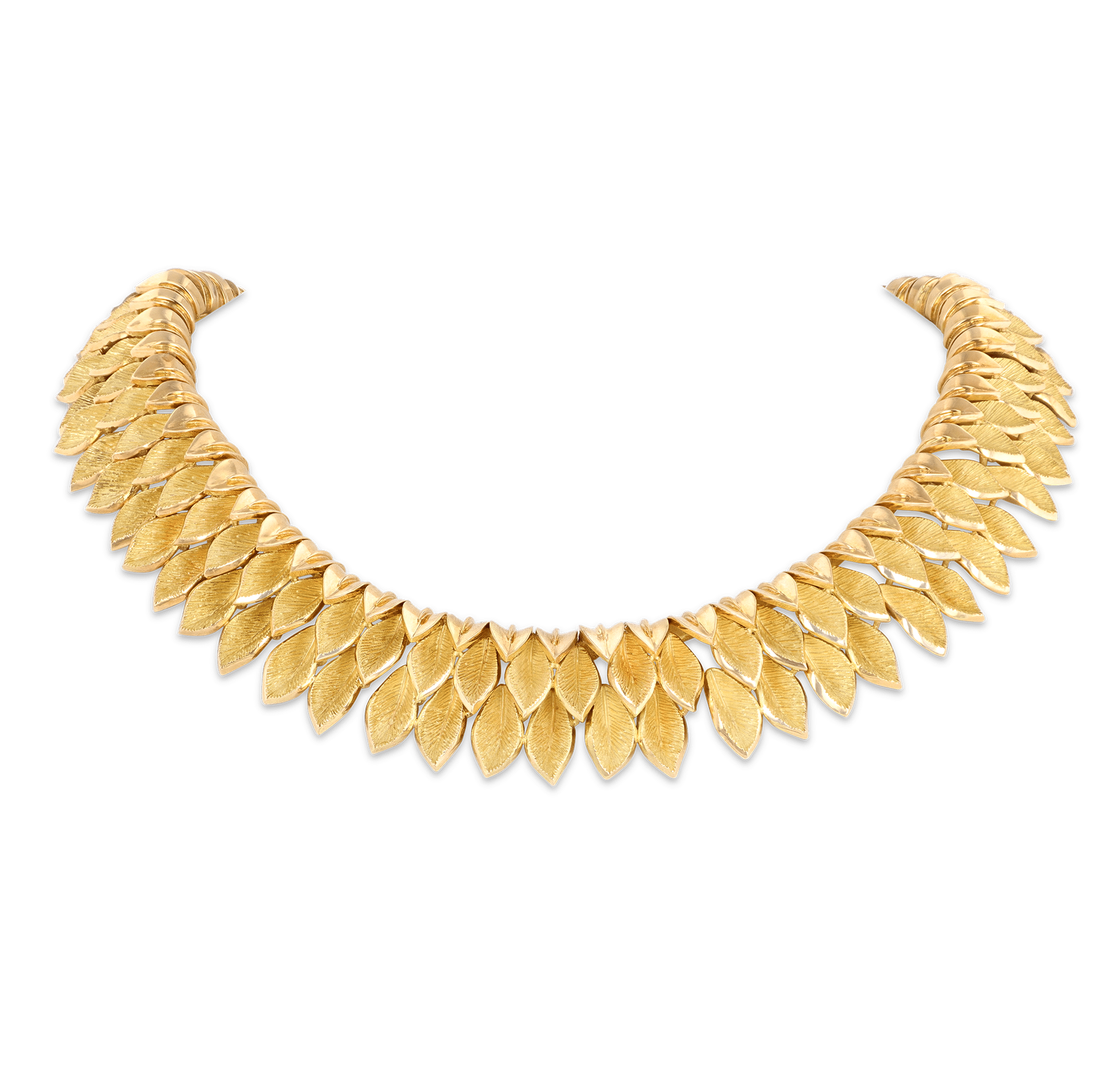 French Yellow Gold Leaves Necklace