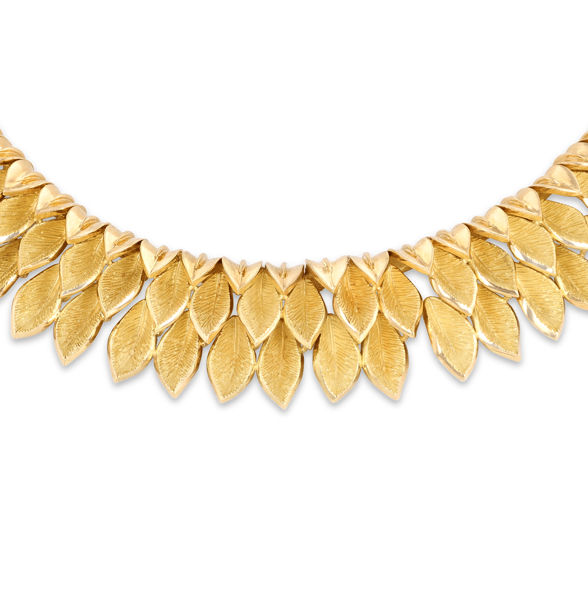 French Yellow Gold Leaves Necklace