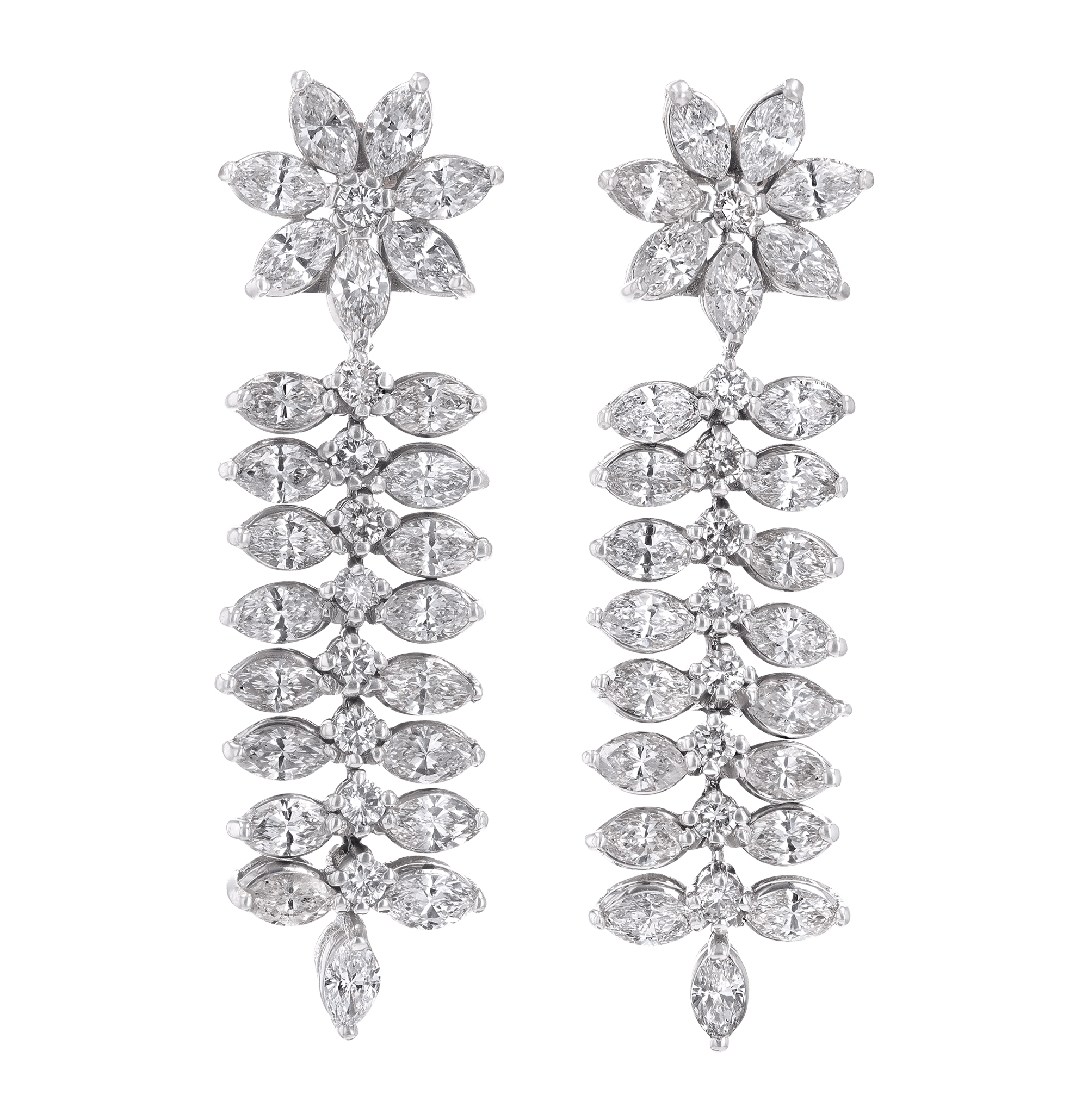 Diamond Dangle Earrings, 7.17 Carats