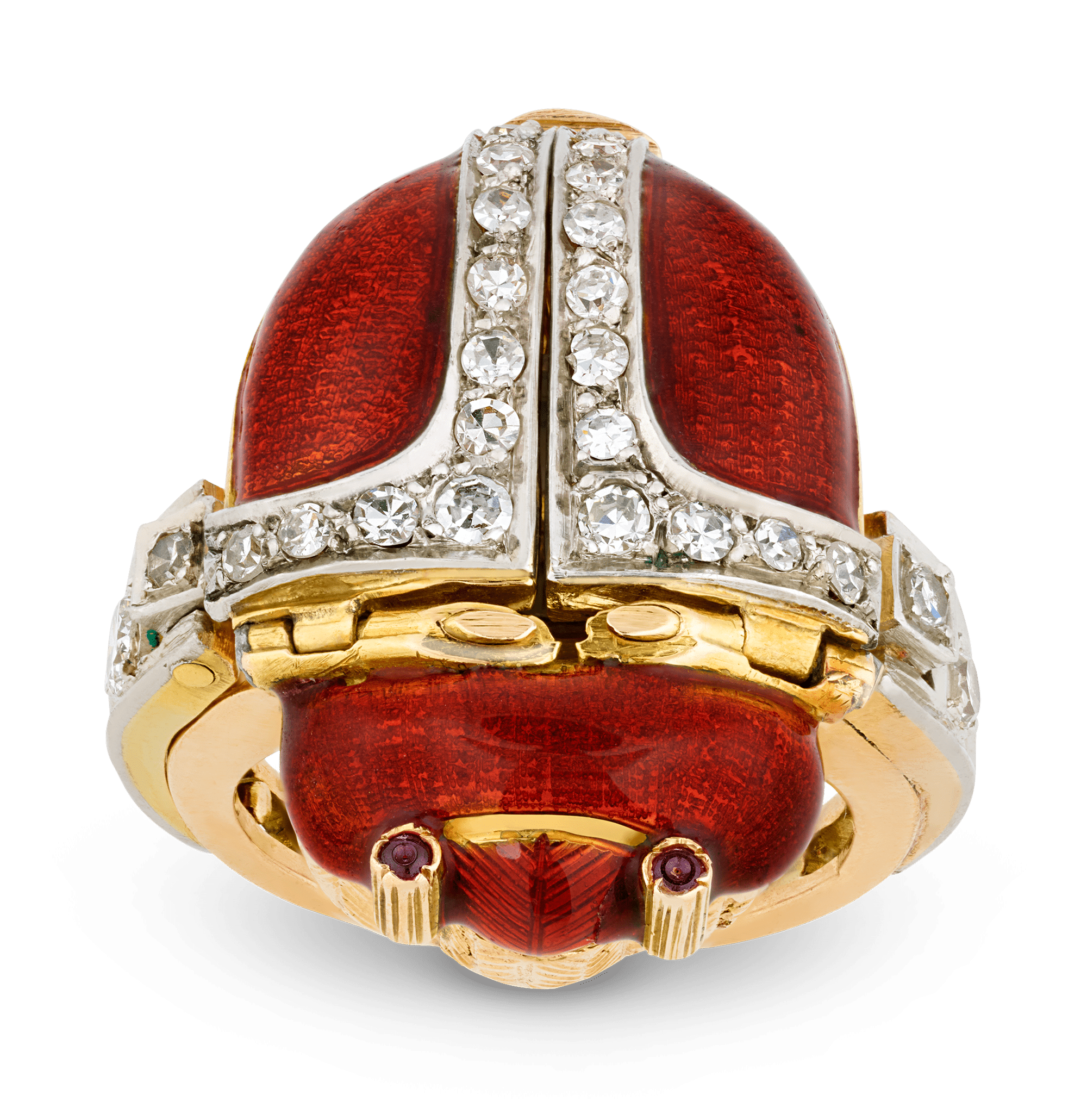Enamel and Diamond Scarab Ring Watch