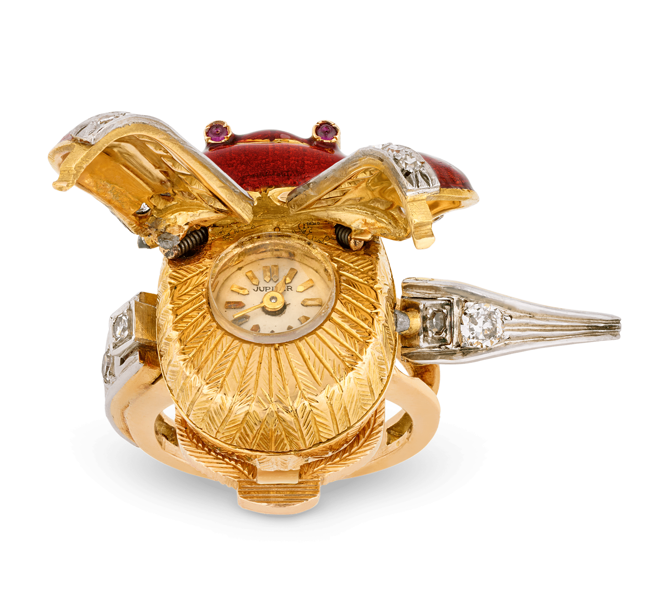 Enamel and Diamond Scarab Ring Watch