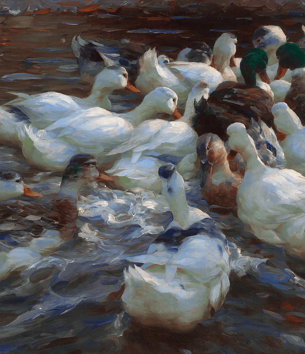 Sixteen Ducks in the Evening by Alexander Koester