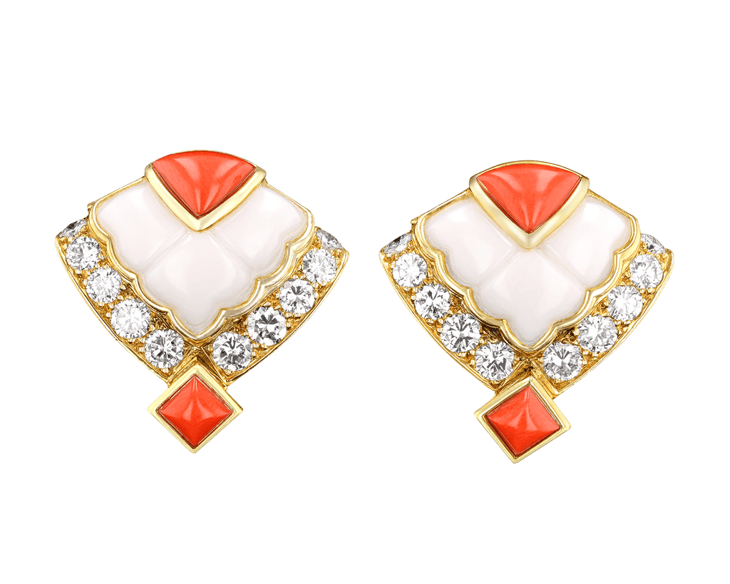 Mauboussin Coral, Mother-of-Pearl and Diamond Earrings