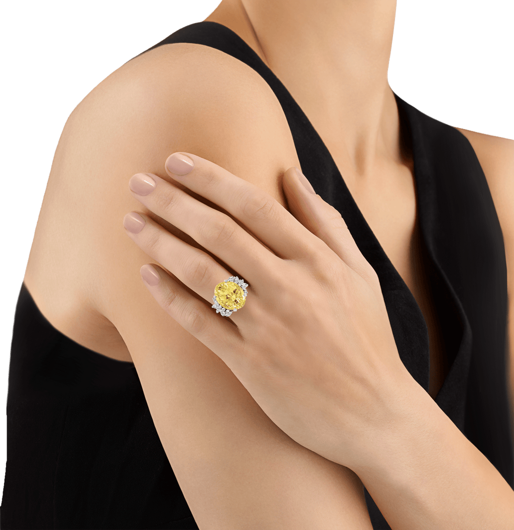 Untreated Ceylon Yellow Sapphire Ring, 30.48 Carats