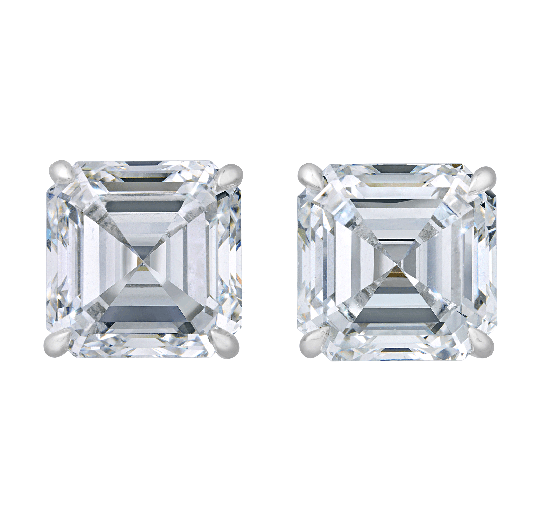 Asscher Cut Diamond Earrings, 6.02 Carats