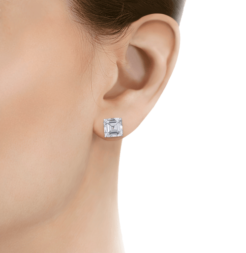 Asscher Cut Diamond Earrings, 6.02 Carats
