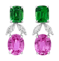 Rebecca Rau Pink Sapphire and Tsavorite Garnet Earrings